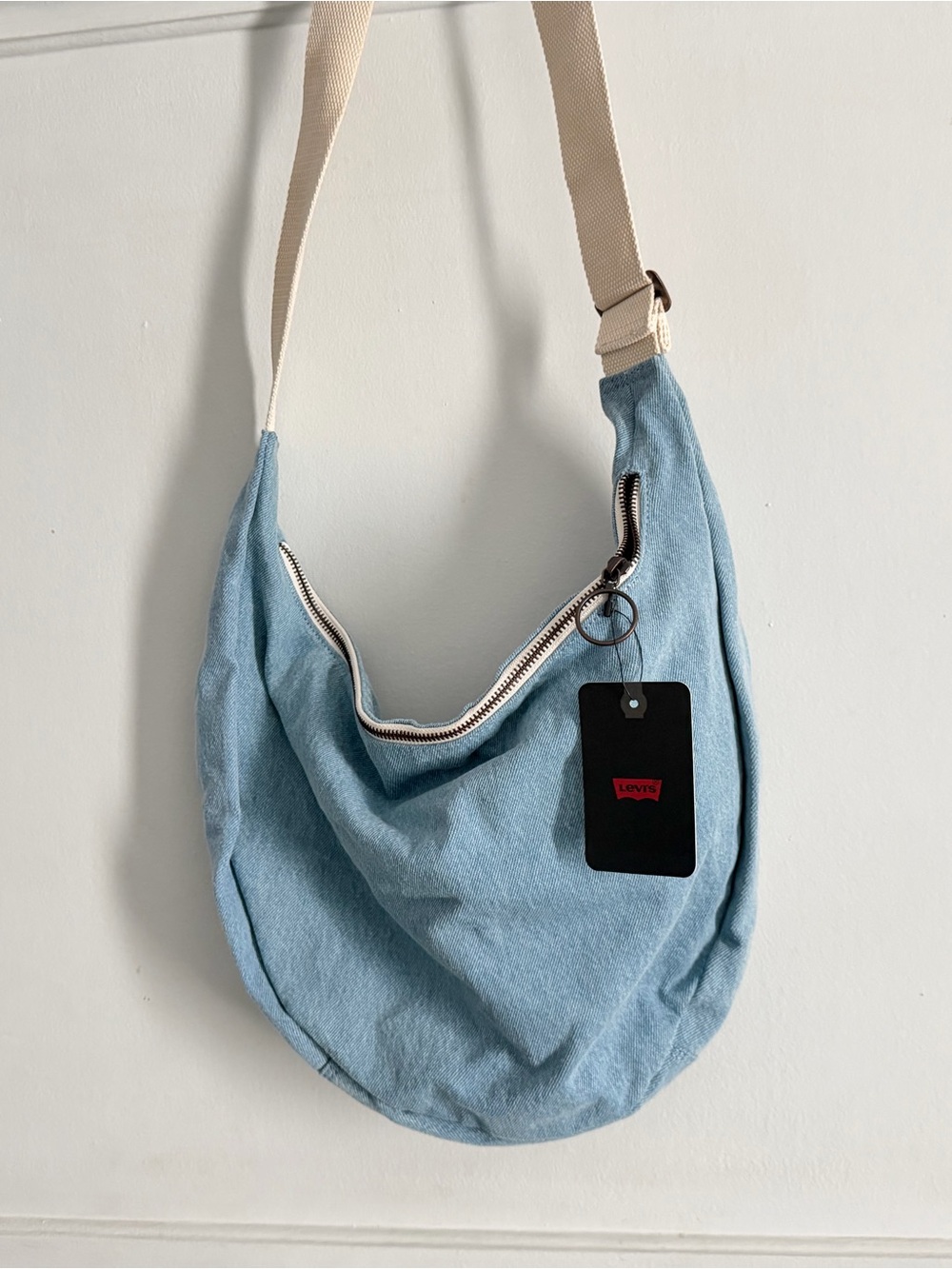 Levi's Light Blue Canvas Shoulder Hobo with Cream Strap